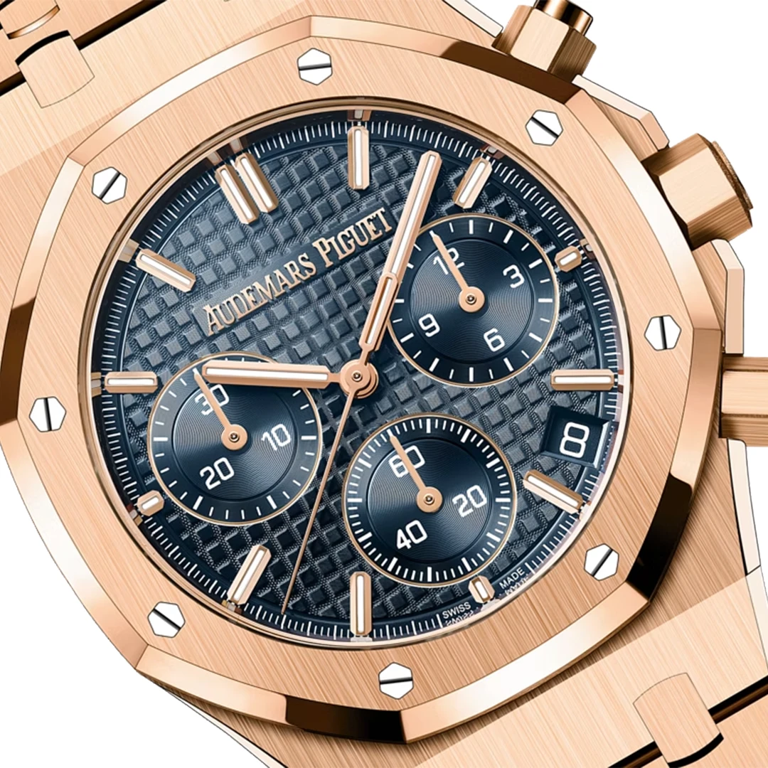 Royal Oak 41mm Selfwinding Chronograph - Rose Gold Tone with Blue Tapisserie Dial - Image 2