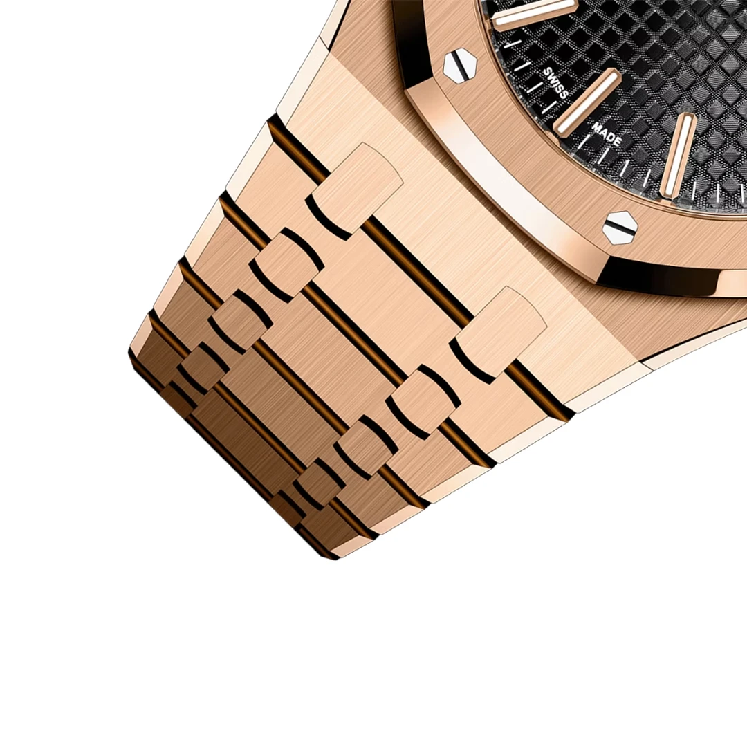 Royal Oak 41mm Selfwinding Watch - Rose Gold Tone with Black Tapisserie Dial - Image 4