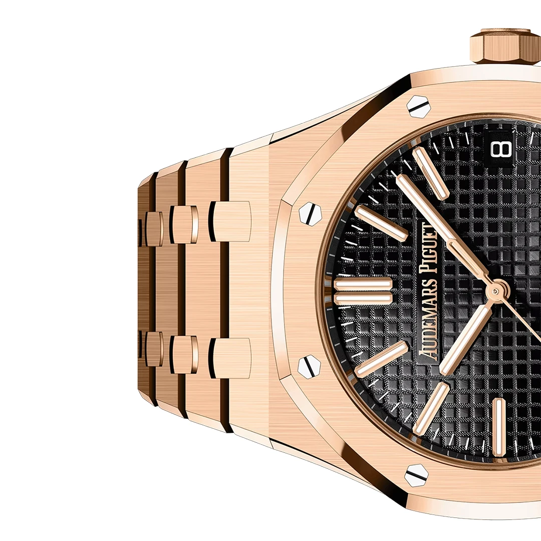 Royal Oak 41mm Selfwinding Watch - Rose Gold Tone with Black Tapisserie Dial - Image 5