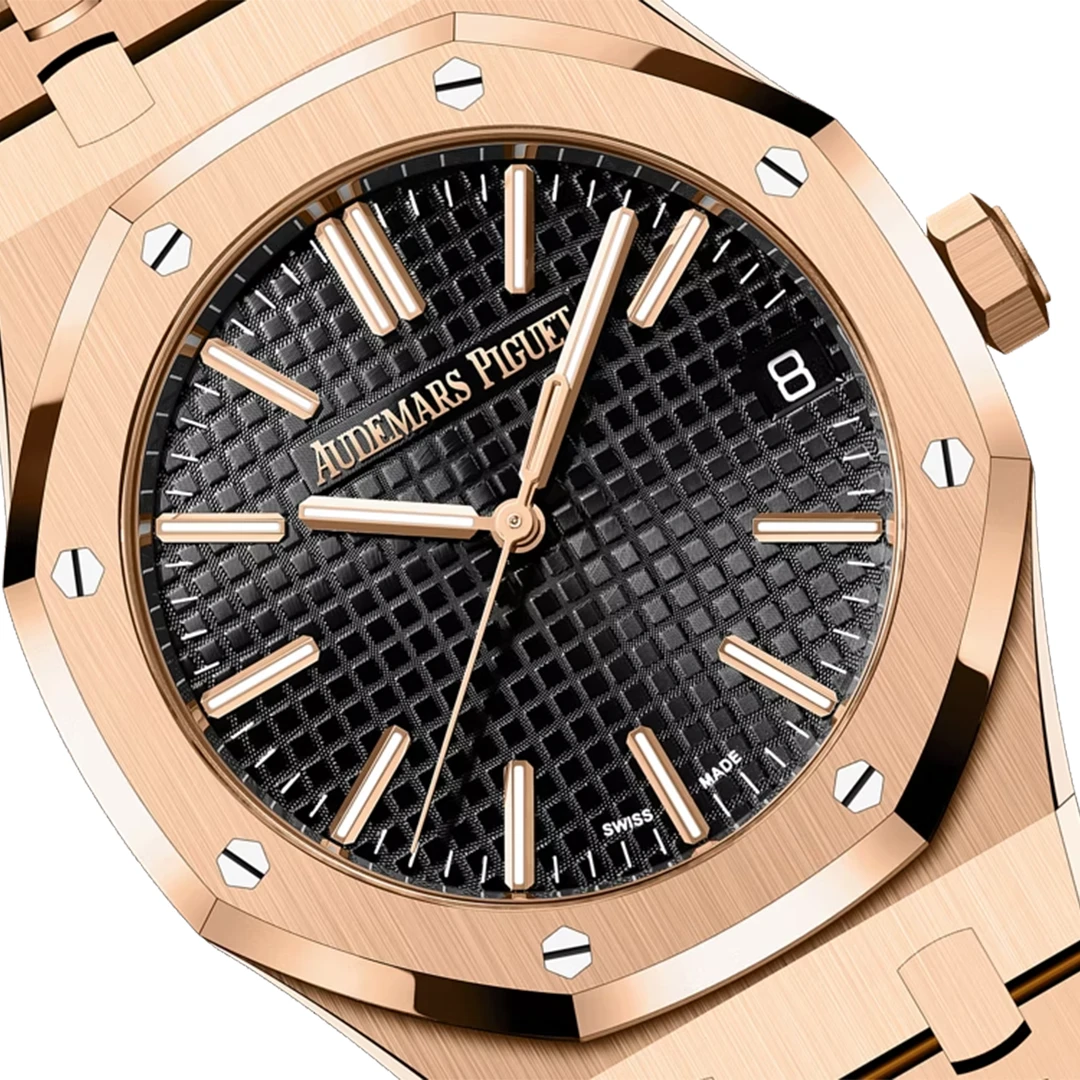 Royal Oak 41mm Selfwinding Watch - Rose Gold Tone with Black Tapisserie Dial - Image 2