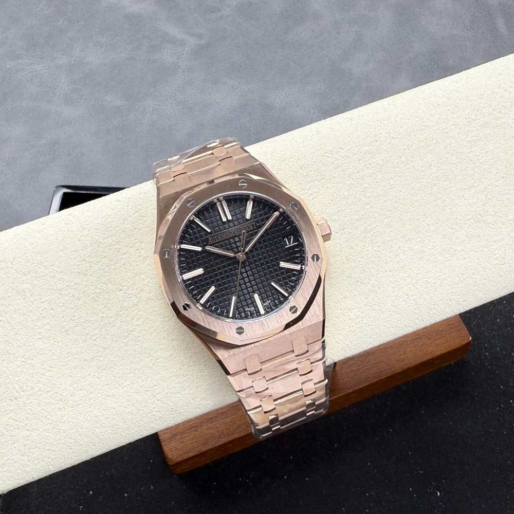 Royal Oak 41mm Selfwinding Watch - Rose Gold Tone with Black Tapisserie Dial - Image 6