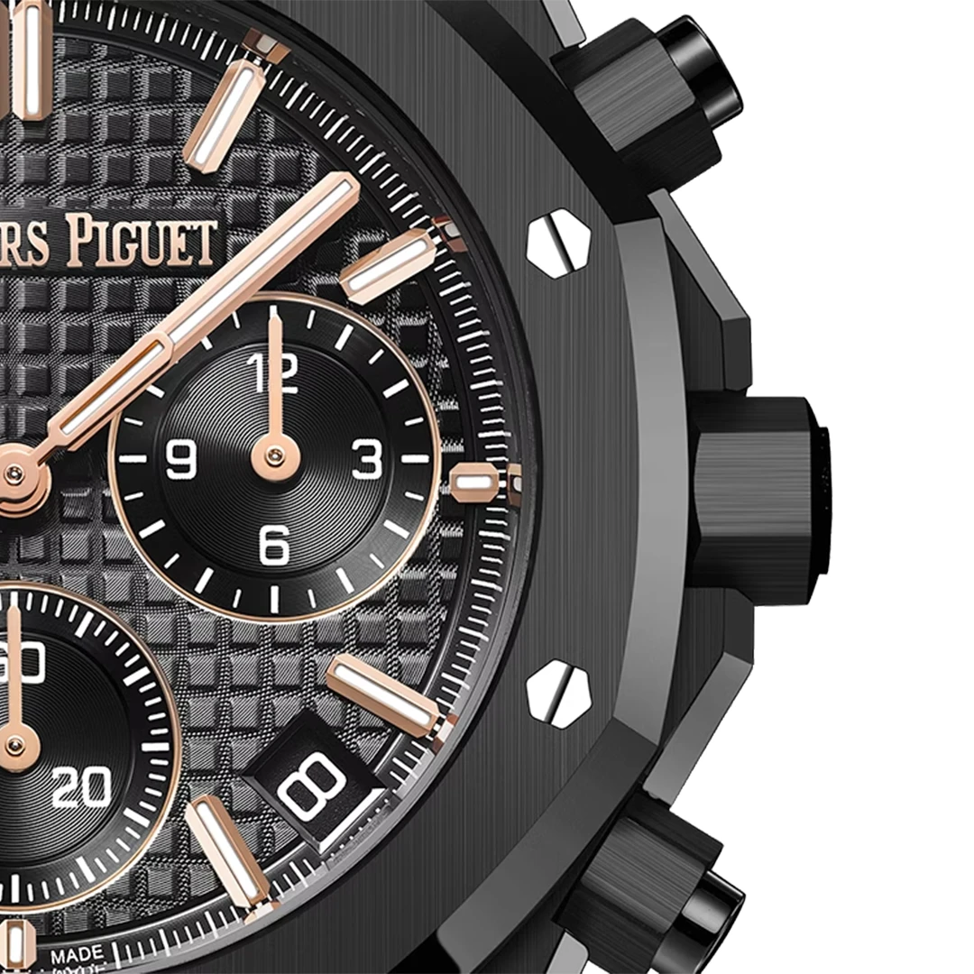 Royal Oak 41mm Selfwinding Chronograph - Black Ceramic Style with Black Tapisserie Dial - Image 3