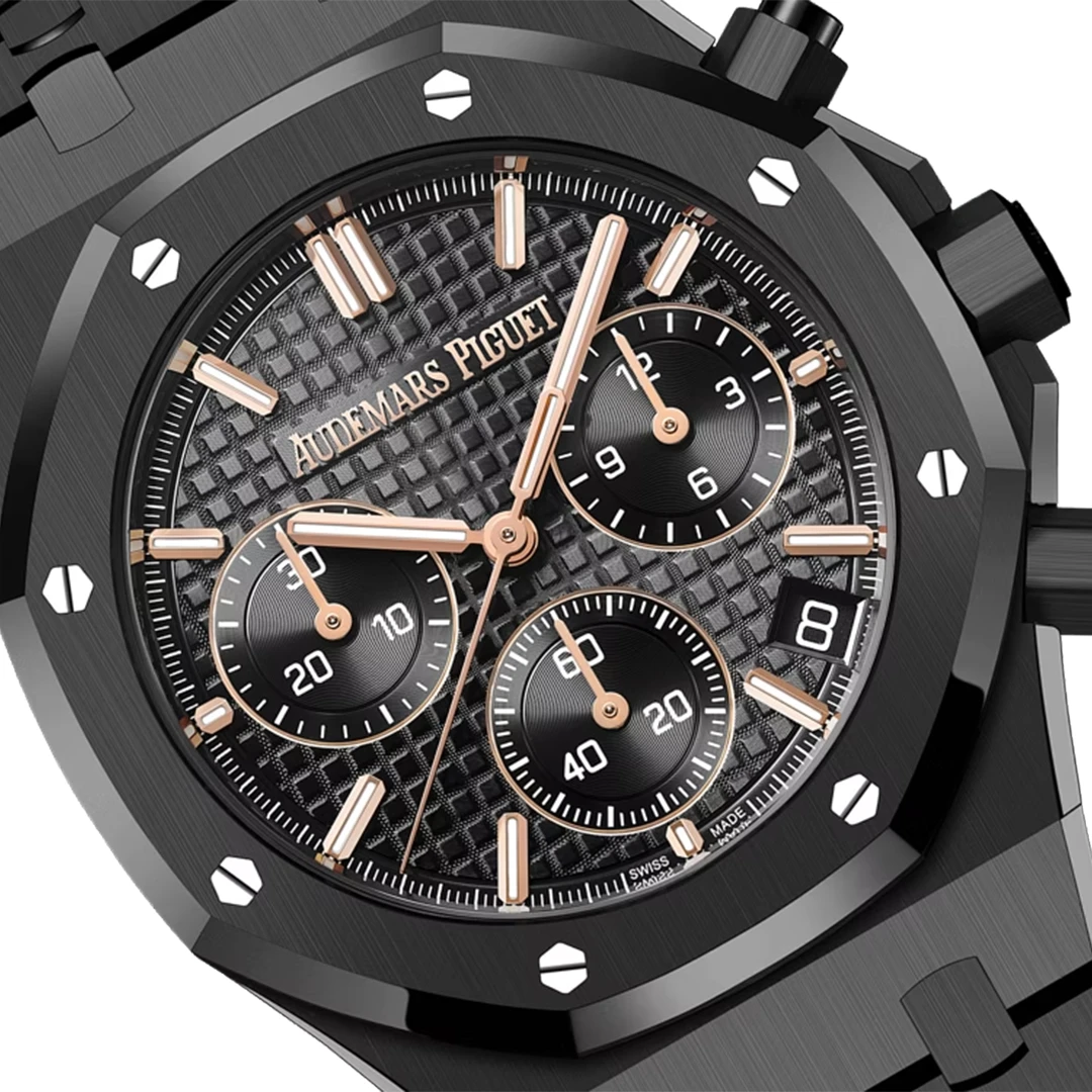 Royal Oak 41mm Selfwinding Chronograph - Black Ceramic Style with Black Tapisserie Dial - Image 5