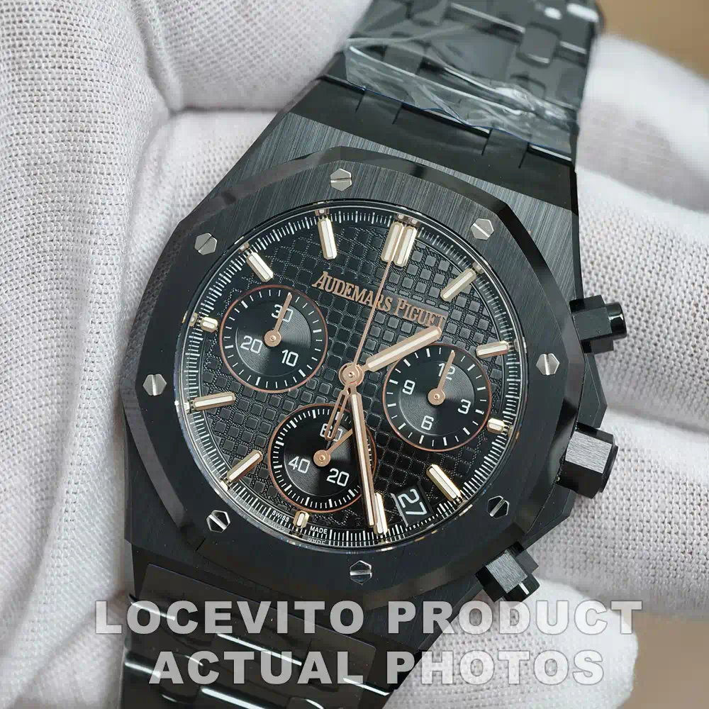 Royal Oak 41mm Selfwinding Chronograph - Black Ceramic Style with Black Tapisserie Dial - Image 6