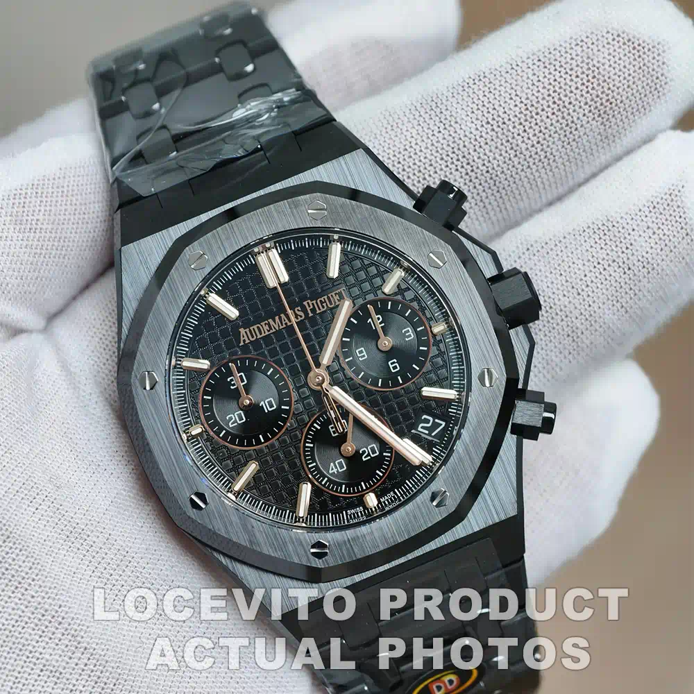 Royal Oak 41mm Selfwinding Chronograph - Black Ceramic Style with Black Tapisserie Dial - Image 7