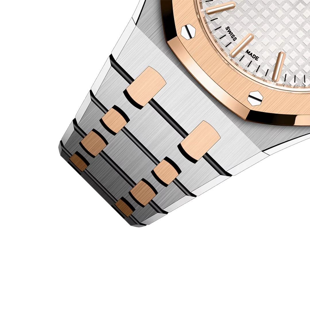 Royal Oak 37mm Two-Tone Pink Gold and Silver Luxury Sports Watch - Image 2