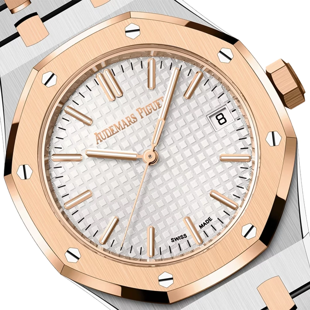 Royal Oak 37mm Two-Tone Pink Gold and Silver Luxury Sports Watch - Image 5
