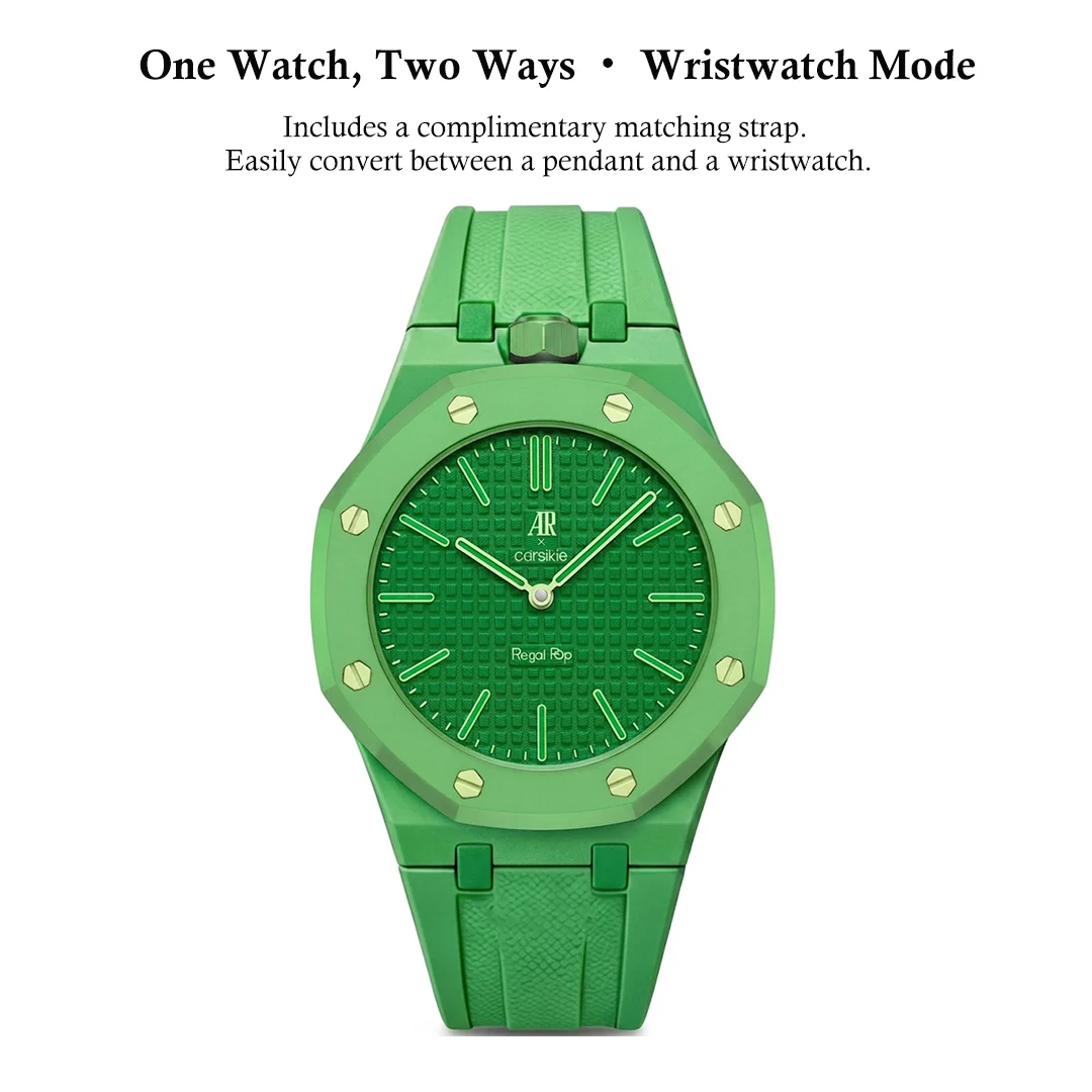 AP x Swatch Royal Pop Bioceramic Pendant Pocket Watch – GREEN EIGHT with Free Watch Strap - Image 2