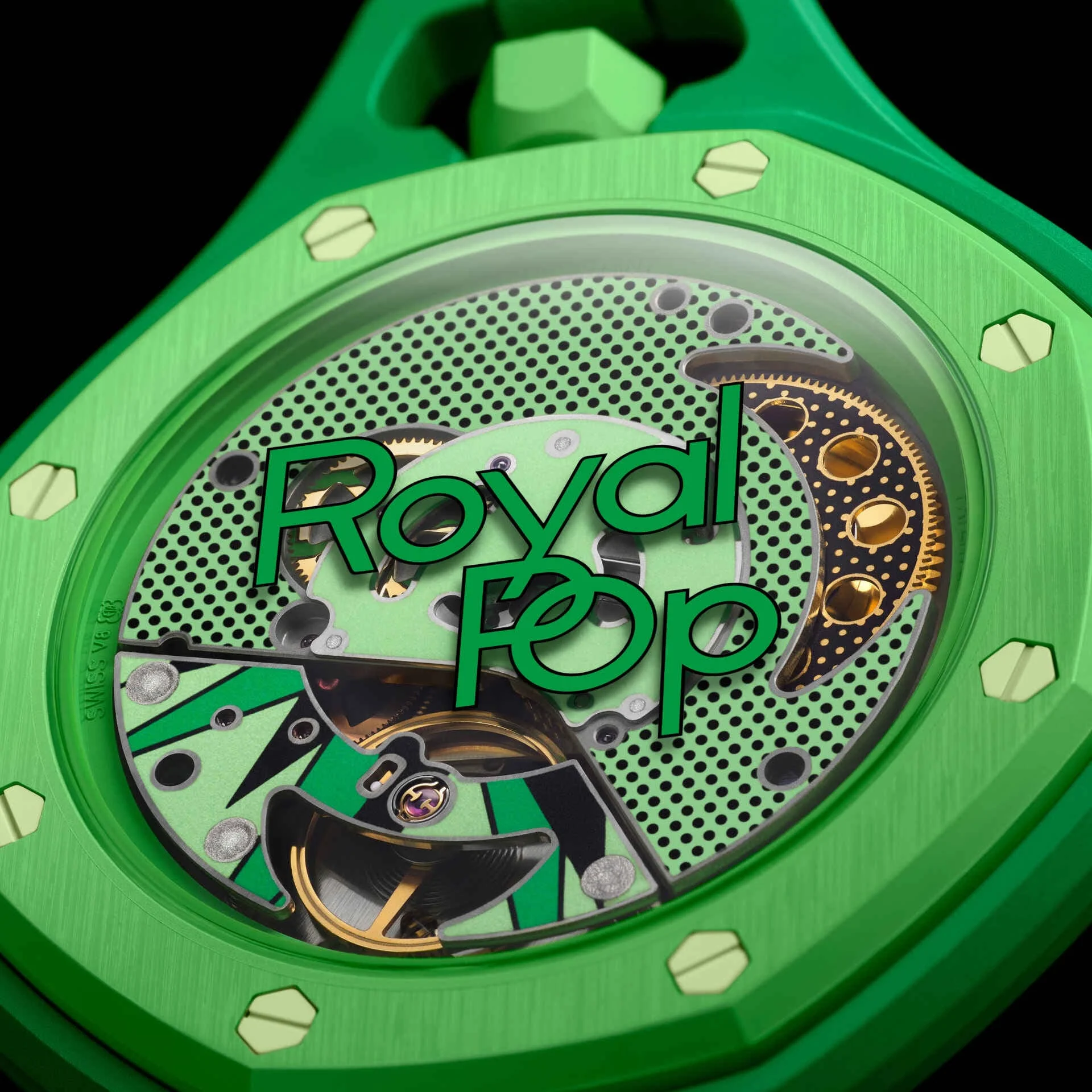 AP x Swatch Royal Pop Bioceramic Pendant Pocket Watch – GREEN EIGHT with Free Watch Strap - Image 3