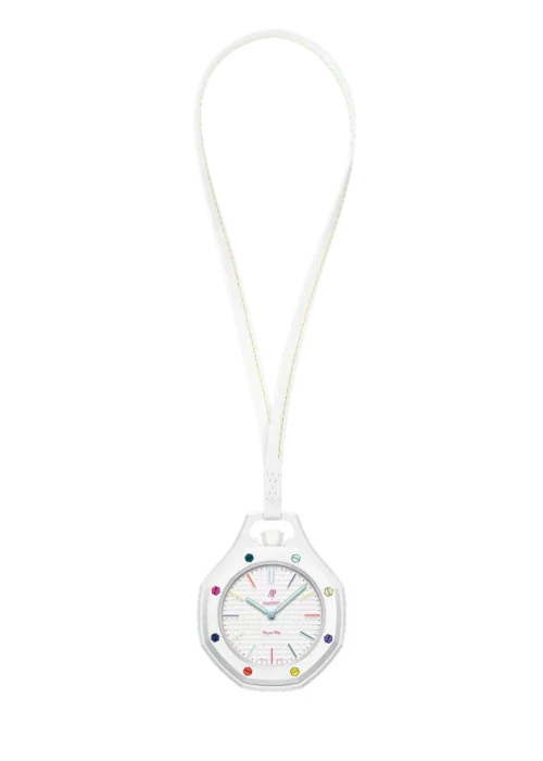 AP x Swatch Royal Pop Bioceramic Pendant Pocket Watch – HUIT BLANC with Free Watch Strap