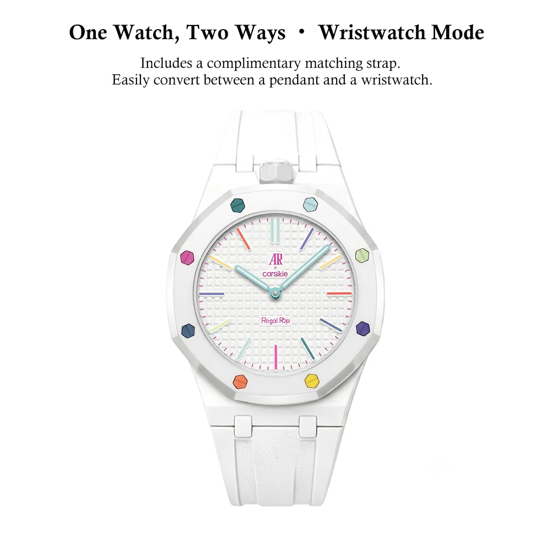 AP x Swatch Royal Pop Bioceramic Pendant Pocket Watch – HUIT BLANC with Free Watch Strap - Image 2