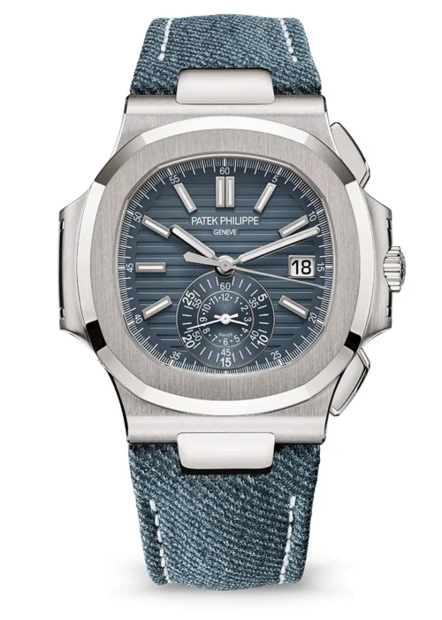Nautilus Chronograph 40.5mm White Gold Denim Strap Ref. 5980/60G