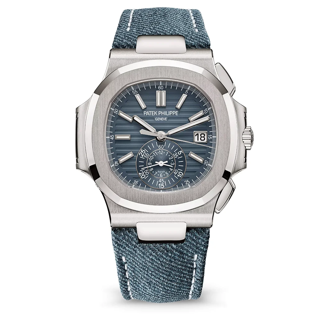 Nautilus Chronograph 40.5mm White Gold Denim Strap Ref. 5980/60G