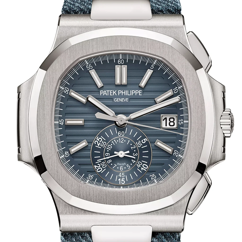 Nautilus Chronograph 40.5mm White Gold Denim Strap Ref. 5980/60G - Image 2