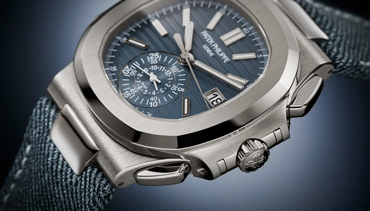 Nautilus Chronograph 40.5mm White Gold Denim Strap Ref. 5980/60G - Image 5