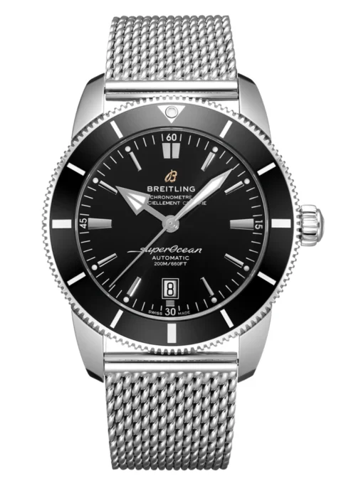 Superocean Heritage 46 Black Heritage Diver - Deep Black Dial and Steel Mesh Bracelet