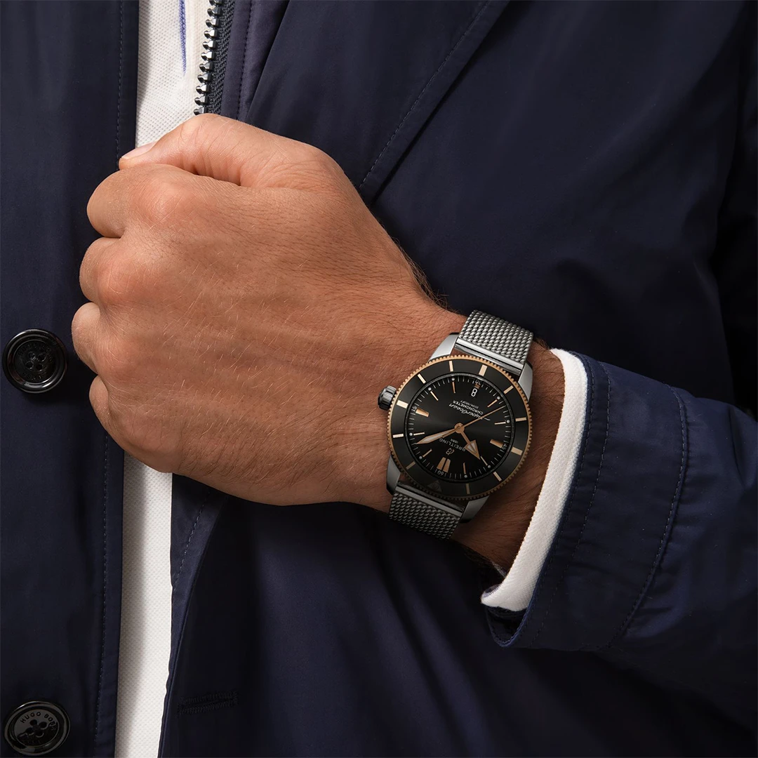 Superocean Heritage 44 Two-Tone Style Diver - Black Dial and Rose Gold Tone Bezel - Image 5
