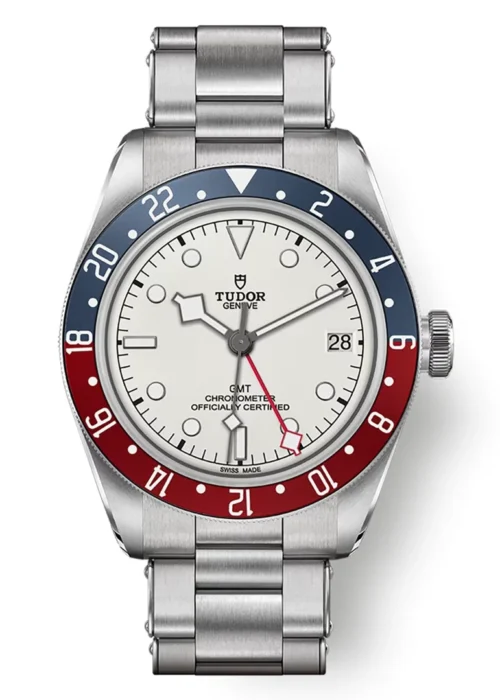 Black Bay GMT 41mm Opaline Dial Dual Time Zone Watch - Iconic Pepsi Bezel Design