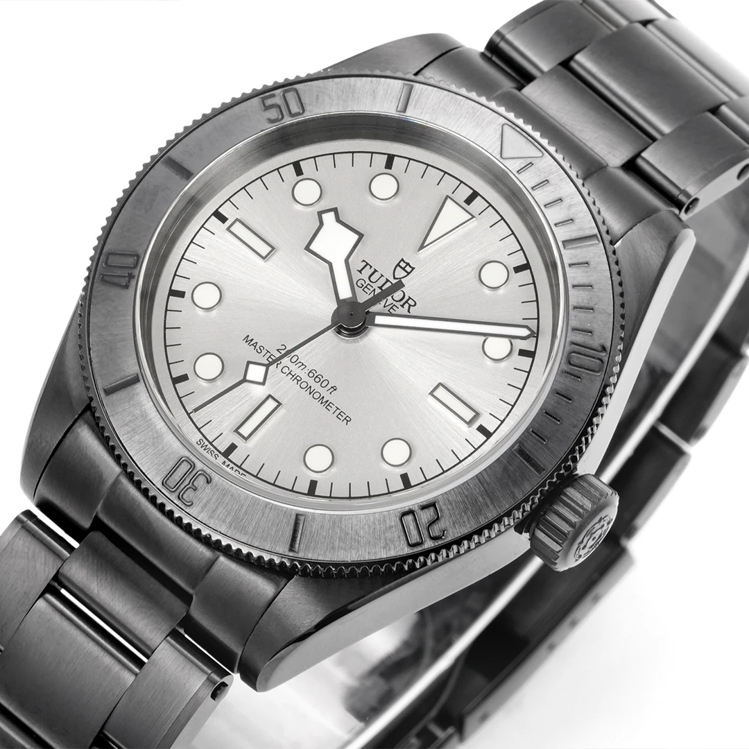 Black Bay 41mm All-Black Coated Watch - Silver Sunray Dial Steel Sports Watch - Image 2