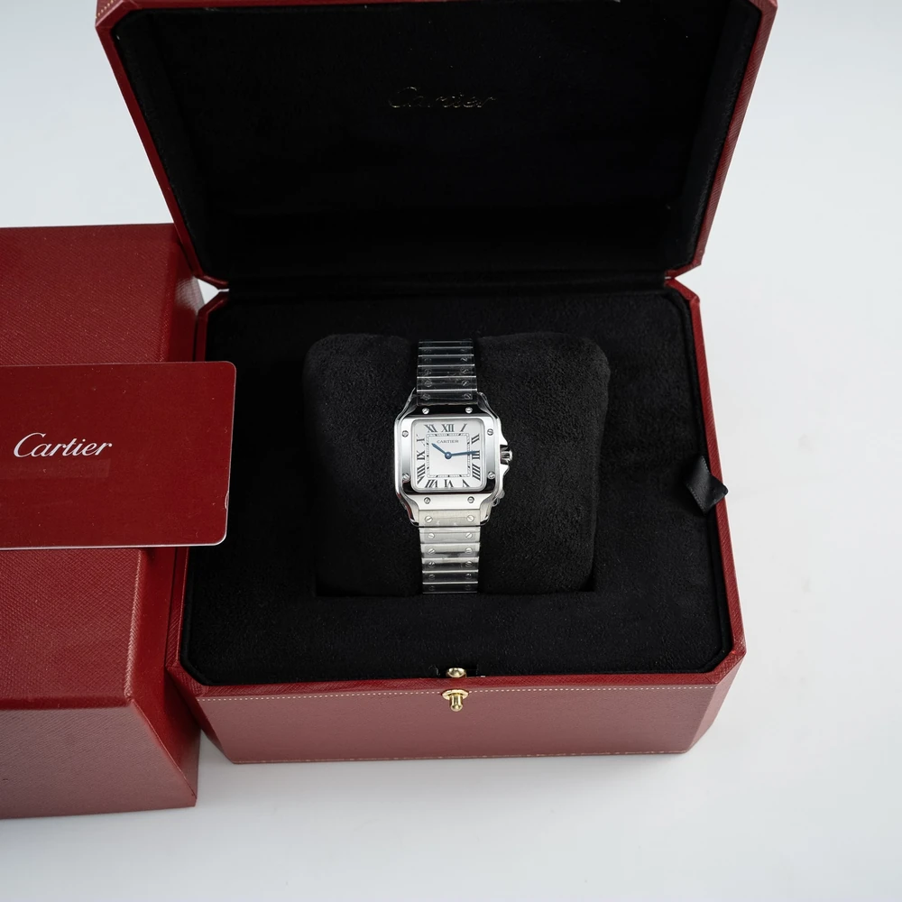 Santos Classic Square 35mm Steel Watch - Roman Numeral Opaline Dial - Image 4