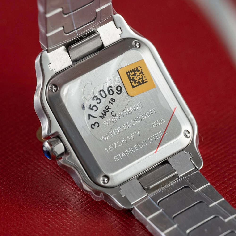 Santos Classic Square 35mm Steel Watch - Roman Numeral Opaline Dial - Image 8