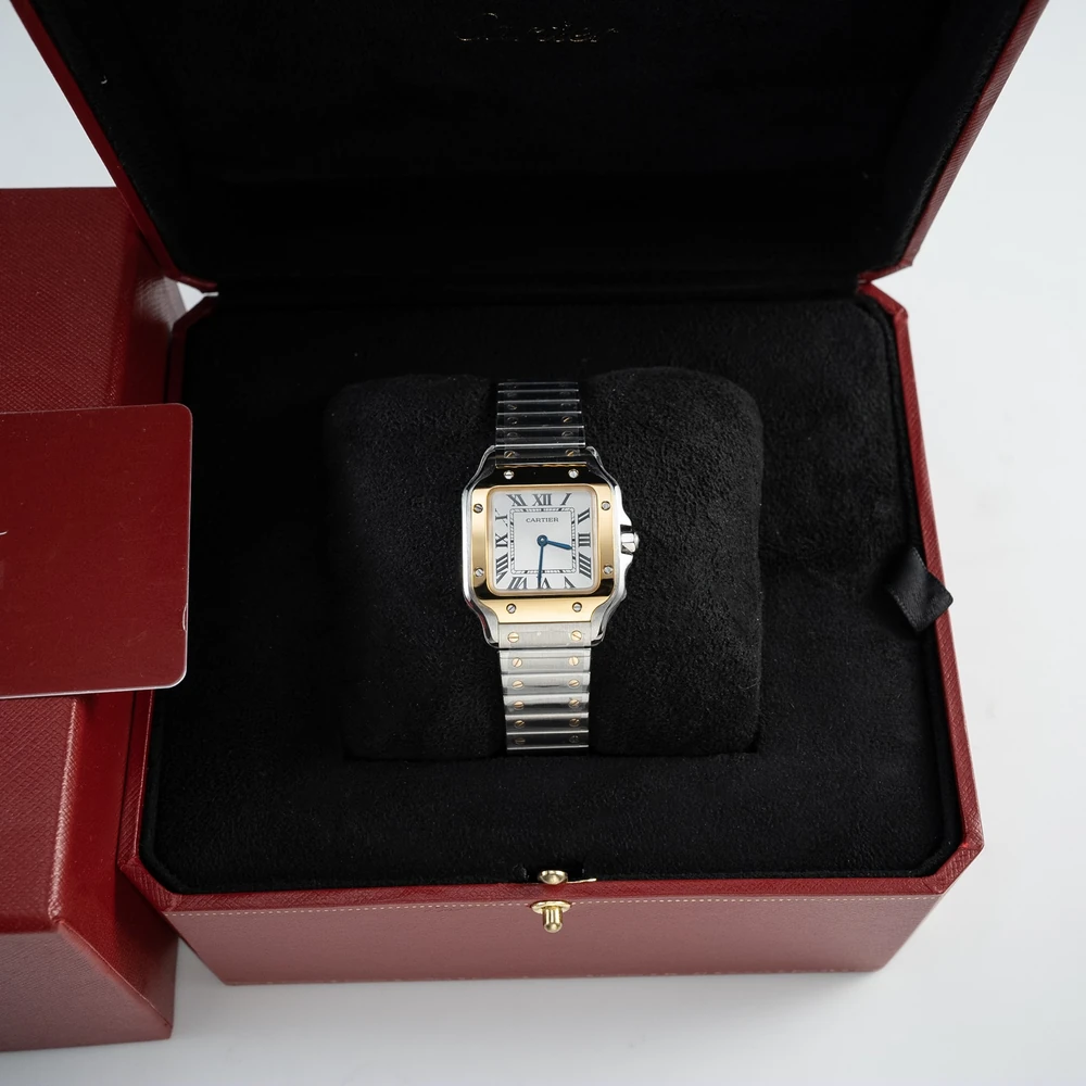 Santos Classic Square 40mm Two-Tone Steel Watch - Large Model with Date - Image 5
