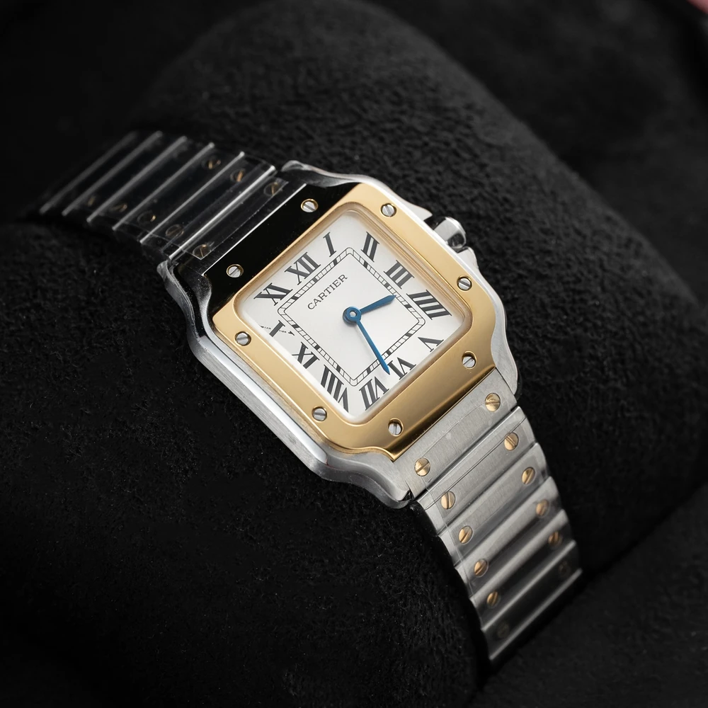 Santos Classic Square 40mm Two-Tone Steel Watch - Large Model with Date - Image 6