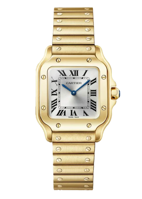 Santos-Dumont Large Rose Gold Tone Watch - Vintage Roman Numeral Slim Dress Watch