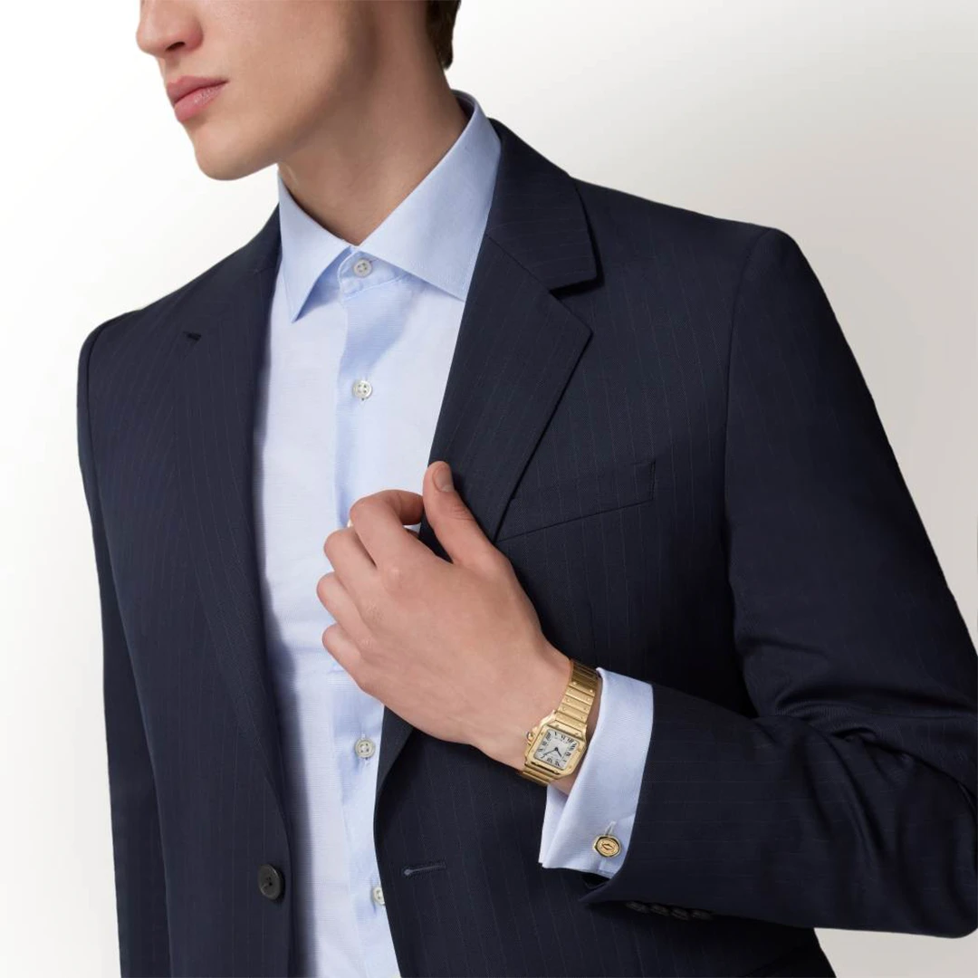 Santos-Dumont Large Rose Gold Tone Watch - Vintage Roman Numeral Slim Dress Watch - Image 2