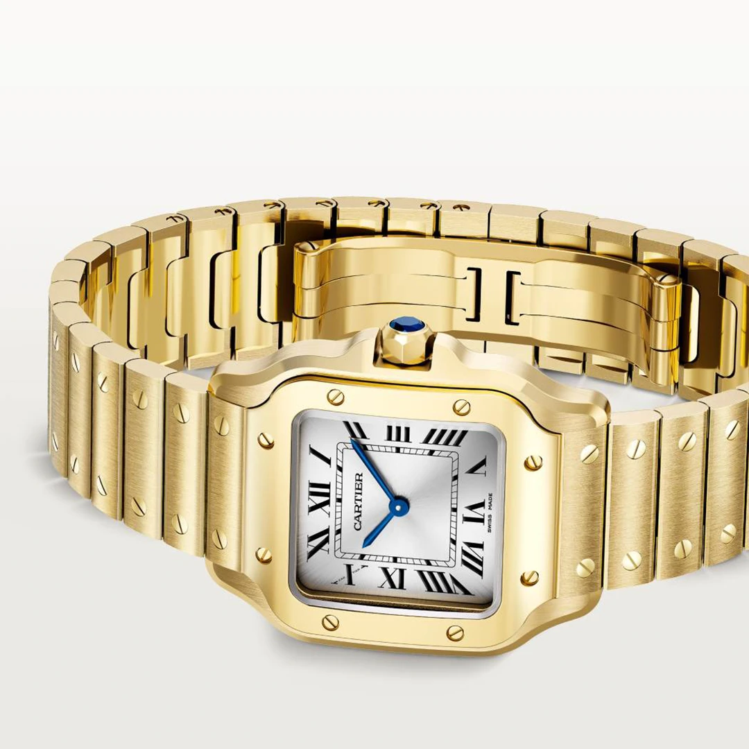 Santos-Dumont Large Rose Gold Tone Watch - Vintage Roman Numeral Slim Dress Watch - Image 6