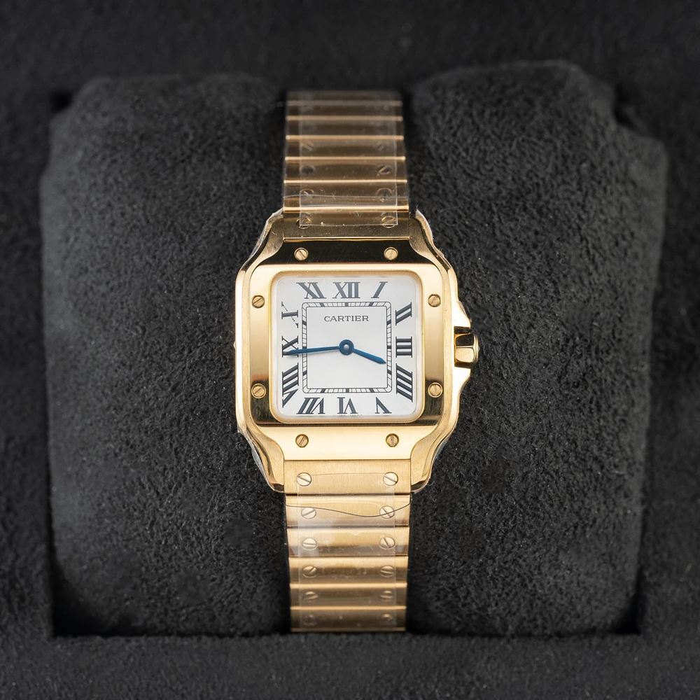 Santos-Dumont Large Rose Gold Tone Watch - Vintage Roman Numeral Slim Dress Watch - Image 7