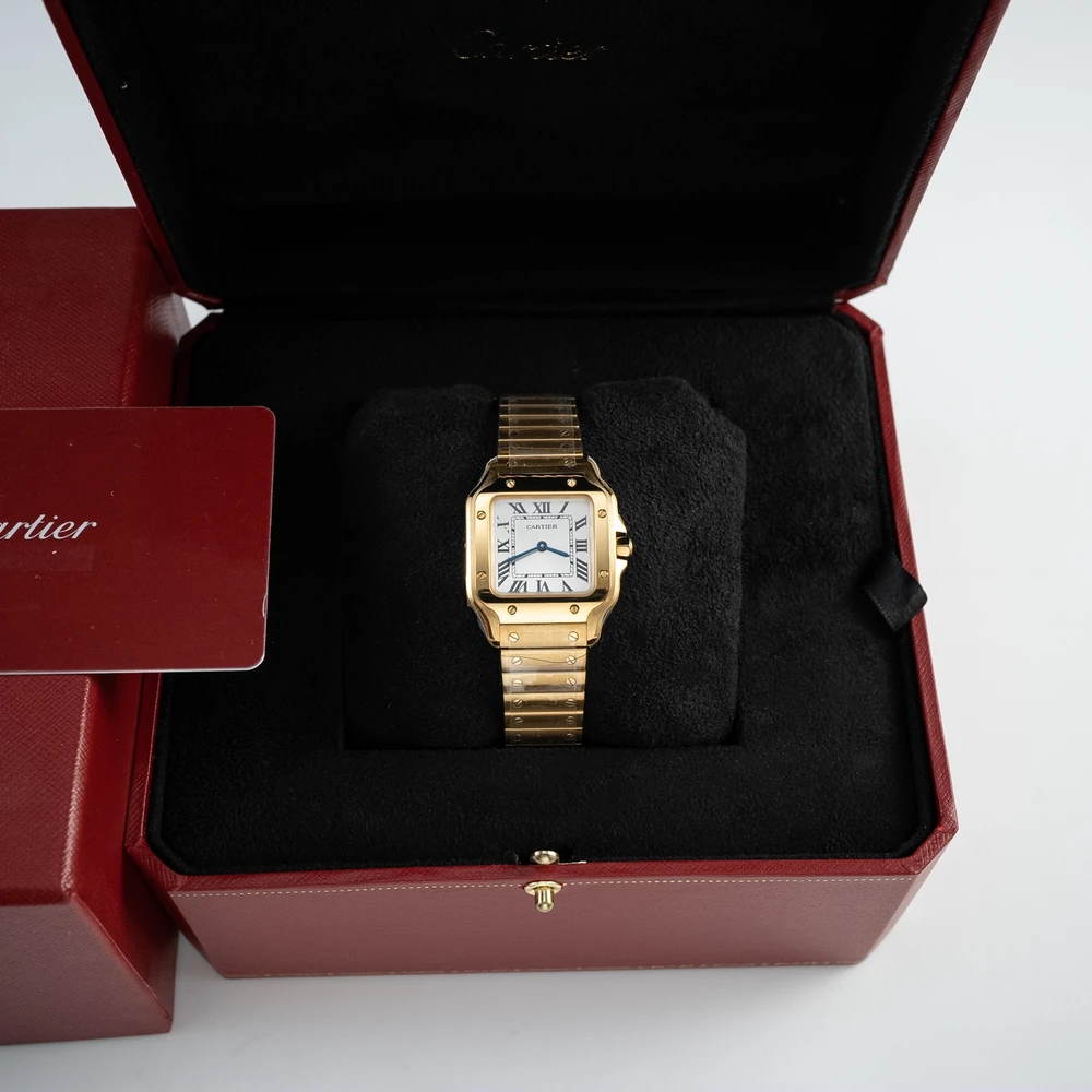 Santos-Dumont Large Rose Gold Tone Watch - Vintage Roman Numeral Slim Dress Watch - Image 8
