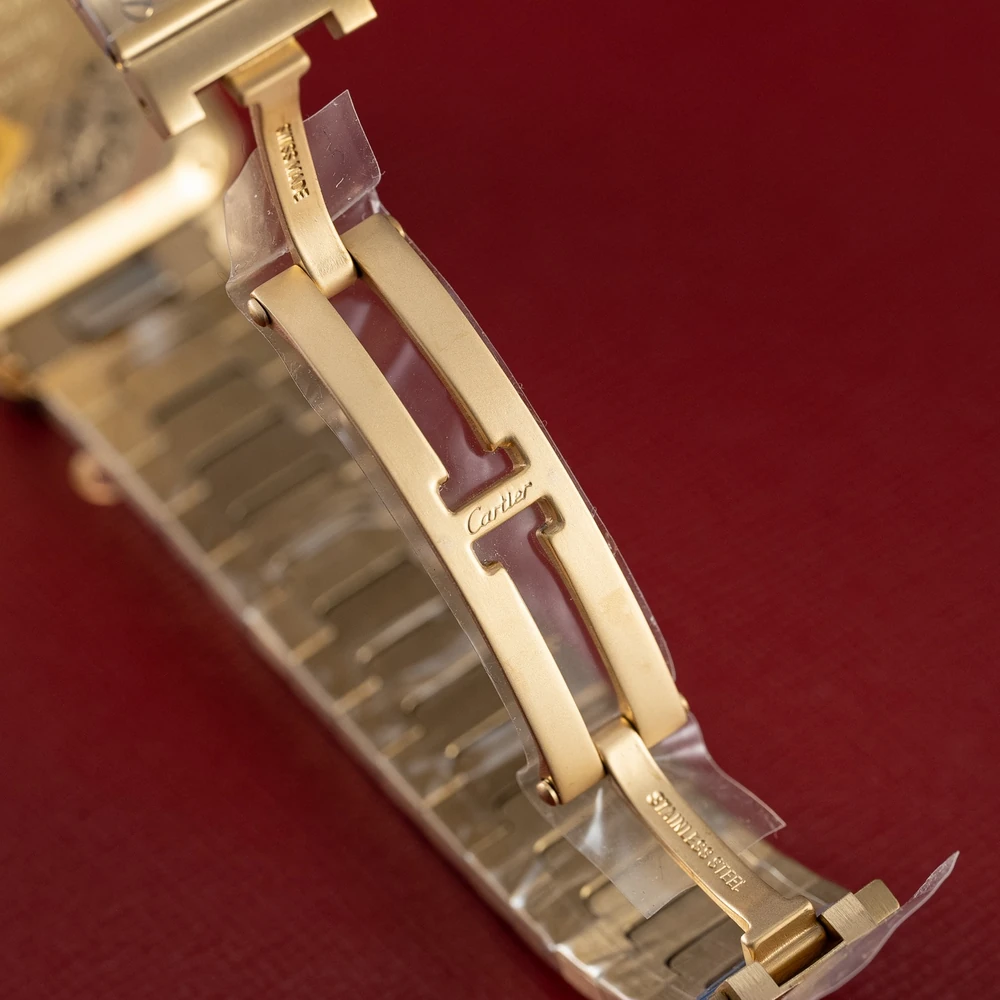 Santos-Dumont Large Rose Gold Tone Watch - Vintage Roman Numeral Slim Dress Watch - Image 9