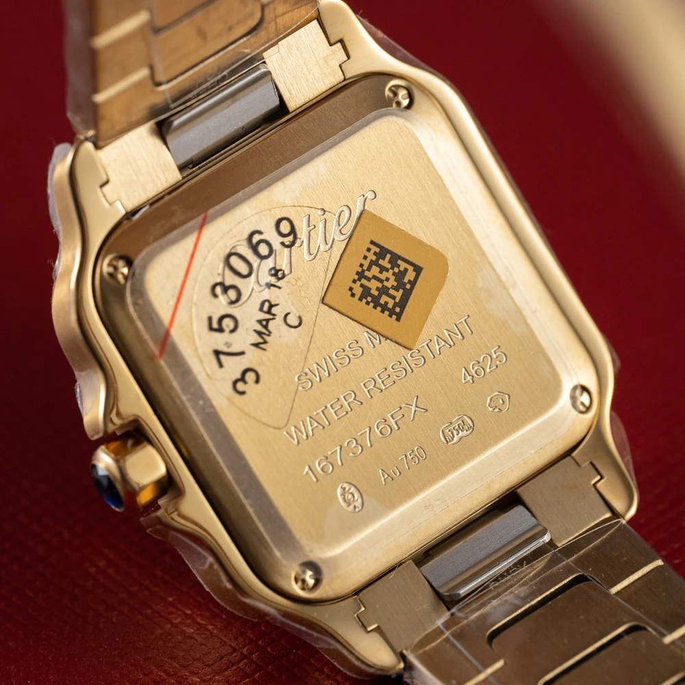 Santos-Dumont Large Rose Gold Tone Watch - Vintage Roman Numeral Slim Dress Watch - Image 11