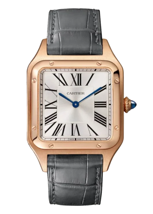 Santos-Dumont Large Rose Gold Tone Lacquered Watch - Geometric Art Style Dress Watch