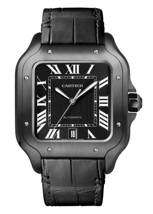 Santos All-Black ADLC Watch - Matte Black Sporty Steel Chronometer