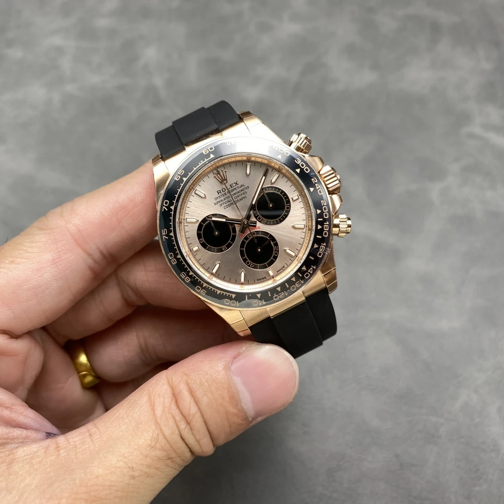Cosmograph Daytona Rose Gold Tone Racing Chronograph - Sundust Dial and Black Ceramic Bezel - Image 2