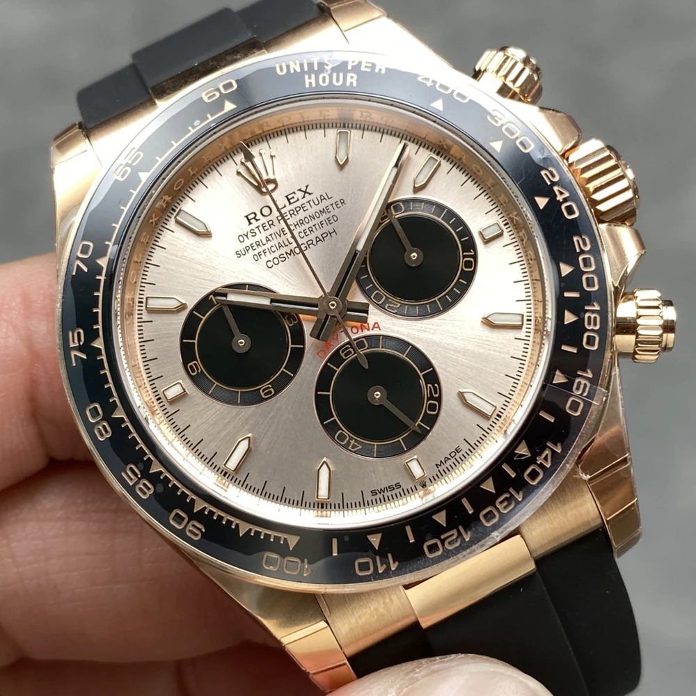 Cosmograph Daytona Rose Gold Tone Racing Chronograph - Sundust Dial and Black Ceramic Bezel - Image 3