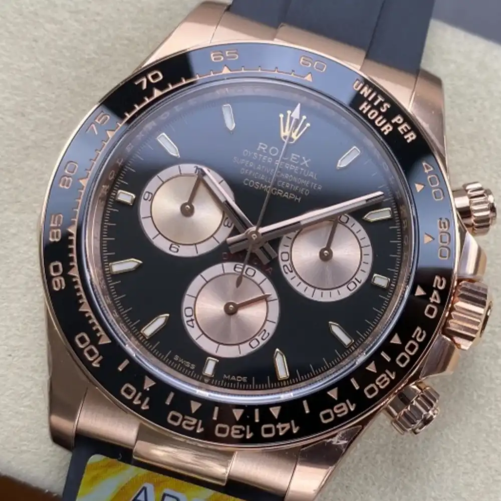 Cosmograph Daytona Rose Gold Tone Racing Chronograph - Bright Black Dial and Ceramic Bezel - Image 2