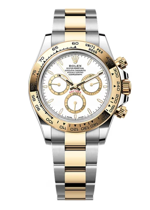 Cosmograph Daytona Two-Tone Style Racing Chronograph - White Dial with Sparkling Markers