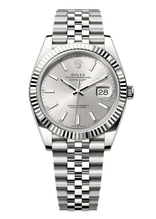 Datejust 41 Silver Sunray Dial Fluted Bezel Jubilee Bracelet Men's Watch