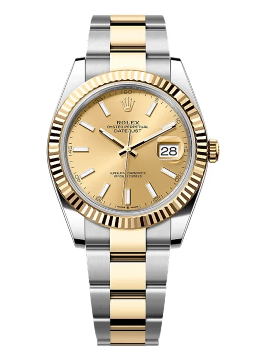 Datejust 41 Champagne Dial Two-Tone Fluted Bezel Oyster Bracelet Men's Classic Watch