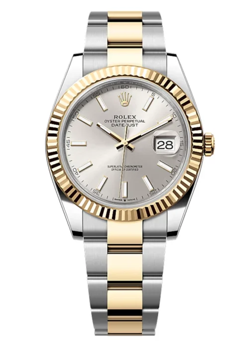Datejust 41 Silver-Slate Dial Two-Tone Fluted Bezel Oyster Bracelet Men's Watch