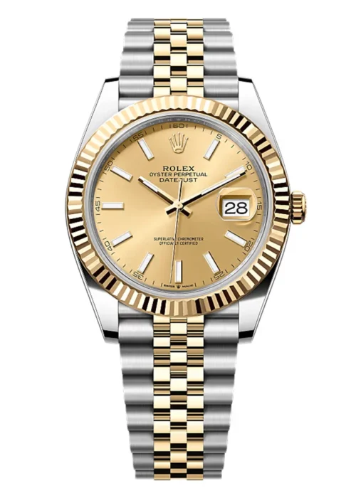 Datejust 41 Champagne Dial Two-Tone Fluted Bezel Jubilee Bracelet Classic Luxury Watch