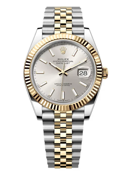 Datejust 41 Silver Sunray Dial Two-Tone Fluted Bezel Jubilee Bracelet Men's Watch