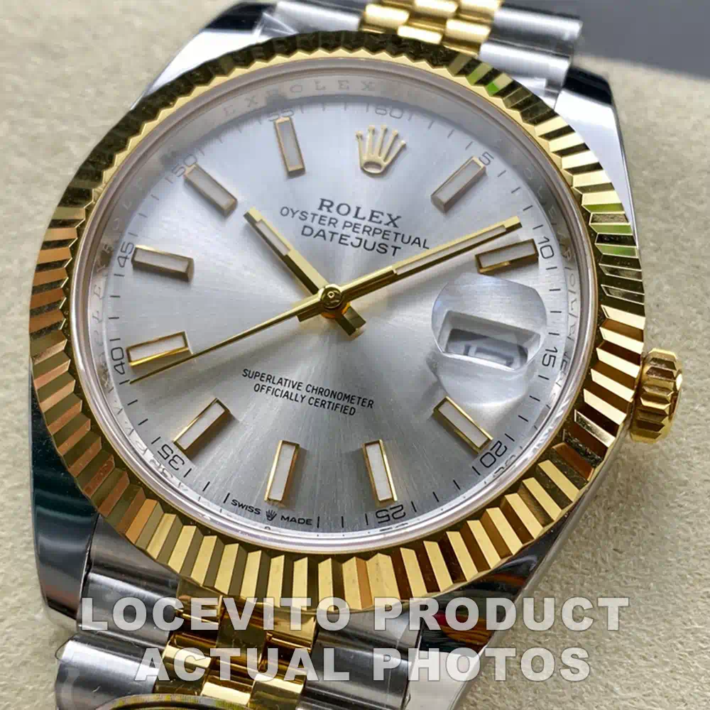 Datejust 41 Silver Sunray Dial Two-Tone Fluted Bezel Jubilee Bracelet Men's Watch - Image 4