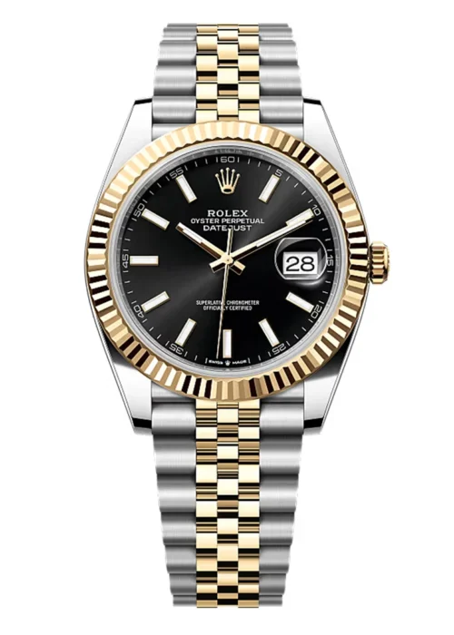 Datejust 41 Two-Tone Black Dial Fluted Bezel Jubilee Bracelet Classic Men's Watch