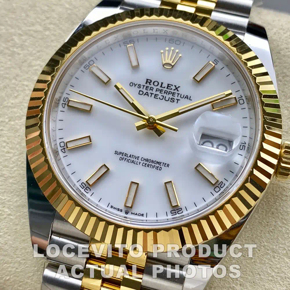 Datejust 41 Two-Tone White Dial Fluted Bezel Jubilee Bracelet Elegant Men's Watch - Image 3