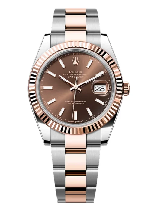 Datejust 41 Chocolate Dial, Rose Gold & Steel, Fluted Bezel Men's Luxury Watch