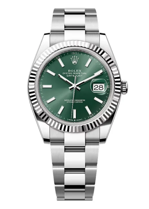 Datejust 41 Mint Green Dial Fluted Bezel Oyster Bracelet Men's Elegant Business Watch